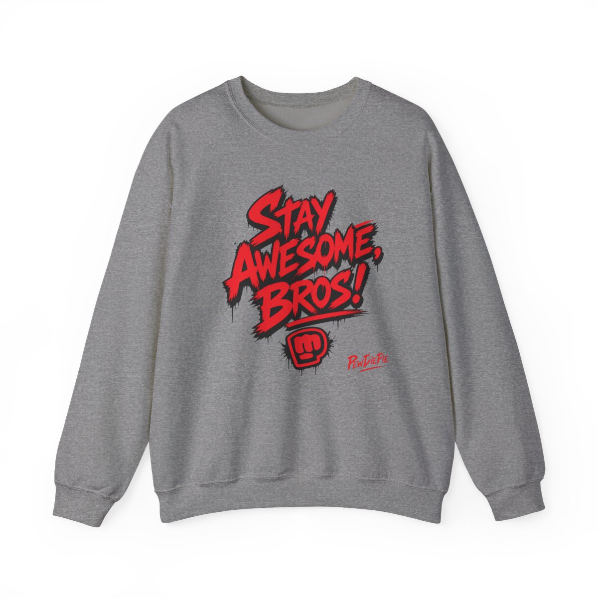 PewDiePie "Stay Awesome, Bros!" Crewneck - alternate angle 2, merchandise