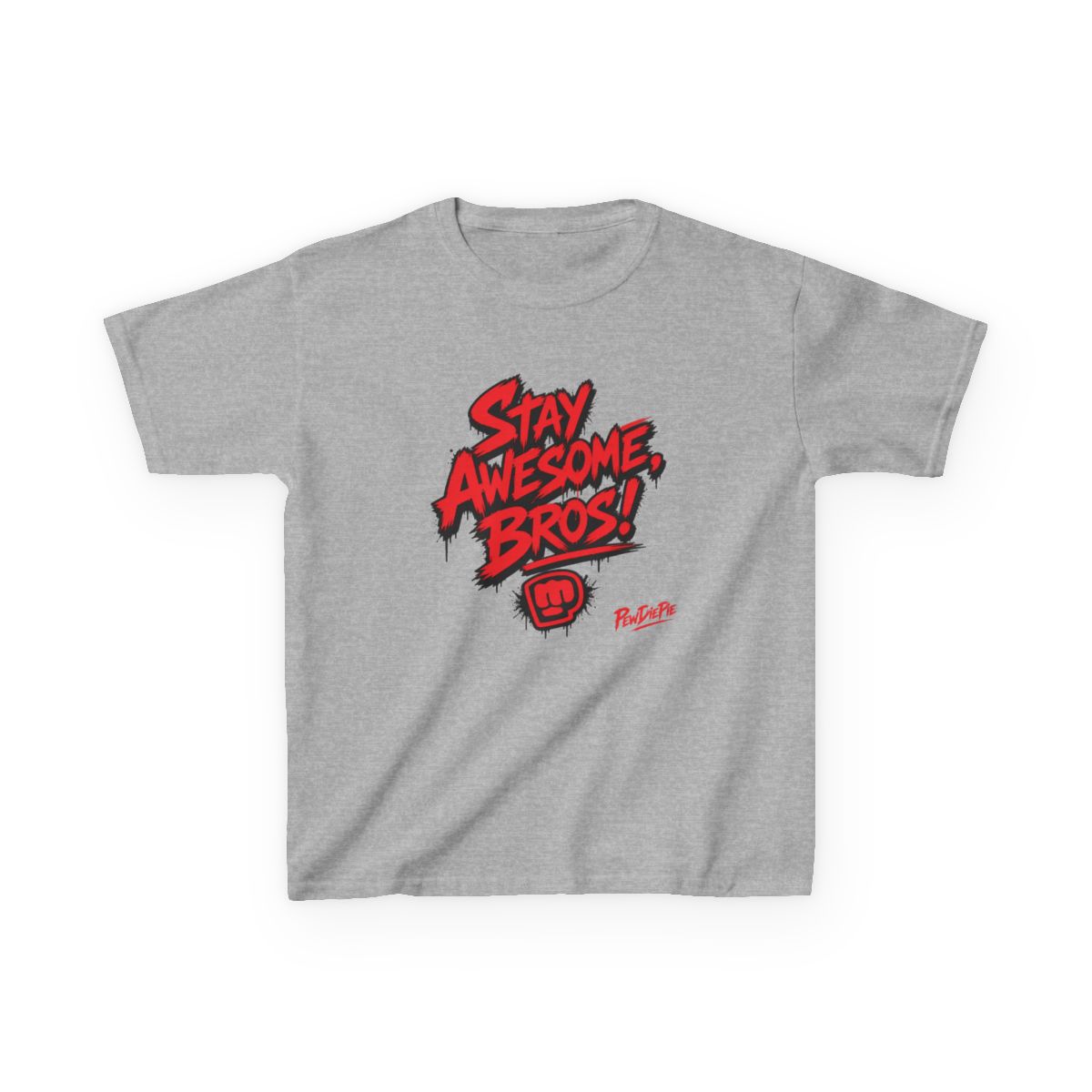 PewDiePie "Stay Awesome, Bros!" Unisex Kids Tee - alternate angle 2, merchandise
